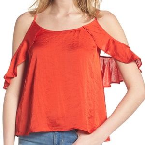 BP. Red Fiery Drape Ruffle Camisole Top